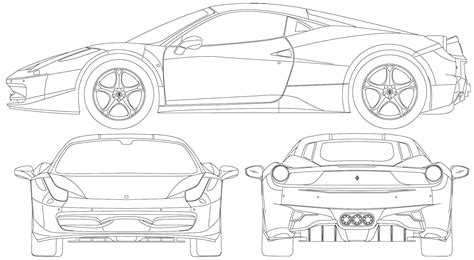 Ferrari 458 Italia Blueprint - Download free blueprint for 3D modeling