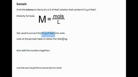 How to Calculate Volume in a Molarity Problem (Chemistry) - YouTube