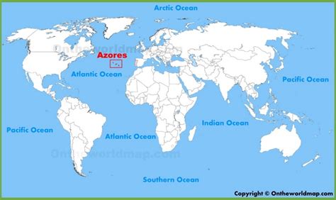 Azores location on the World Map - Ontheworldmap.com