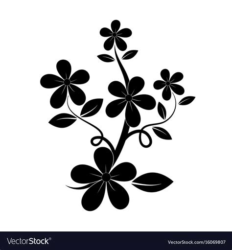 Black silhouette of flower Royalty Free Vector Image