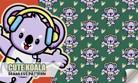 Cute koala listening music with headphone seamless pattern 5694821 ...