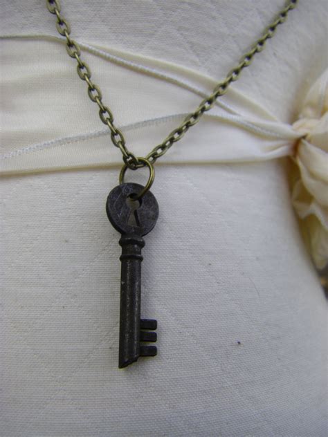 Rustic Antique Key charm necklace keyhole charm necklace