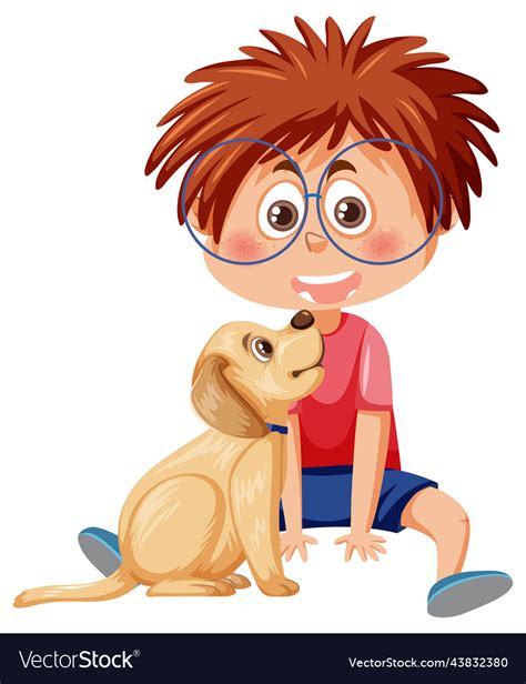 A boy with his dog cartoon character Royalty Free Vector