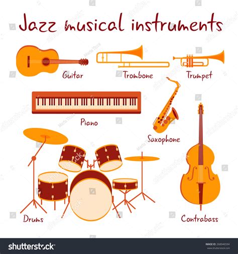 Jazz Musical Instruments Vector Set Stock Vector (Royalty Free) 268946594