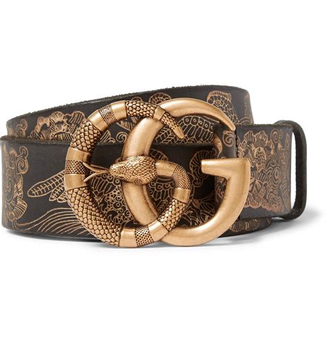 Gucci 4cm Black Embossed Leather Belt in Gold (Metallic) for Men - Lyst