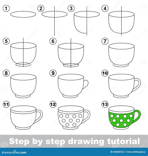 Big Tea Cup. Drawing Tutorial. Stock Vector - Illustration of skill ...