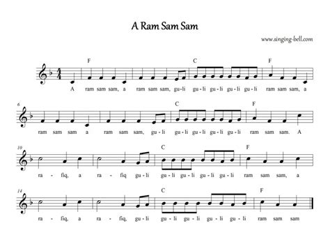 A Ram Sam Sam | Song, Karaoke, Printable Score, PDF