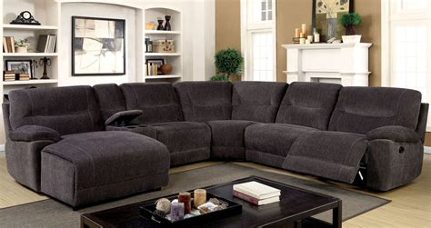 Karlee II Gray Reclining Sectional With Console by Furniture of America ...