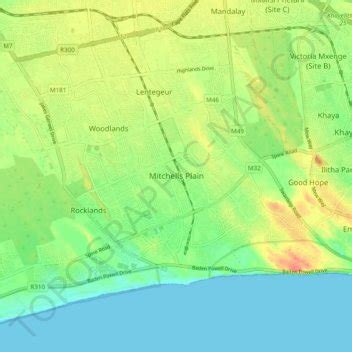 Mitchells Plain topographic map, elevation, terrain