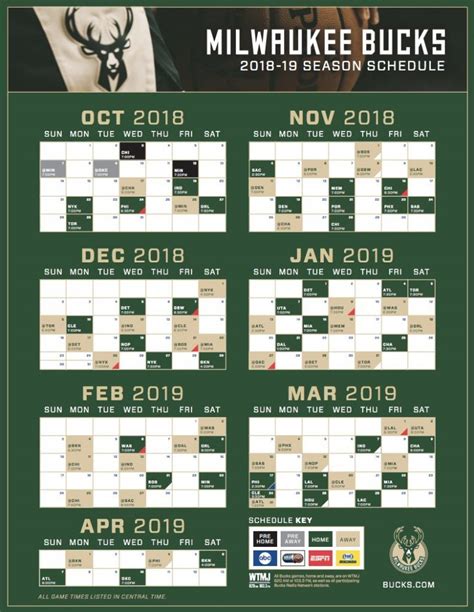 Printable Bucks Schedule 2022 - Printable Schedule