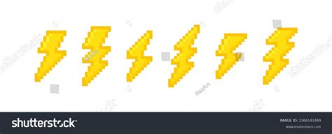 Set Pixel Lightning Bolt 8 Bit Stock Vector (Royalty Free) 2266141489 ...