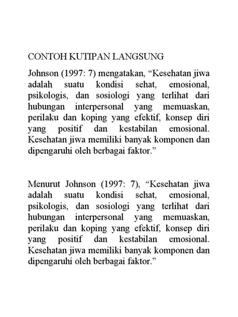 Contoh Kutipan Langsung | PDF