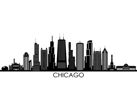 Chicago Skyline Silhouette Outline