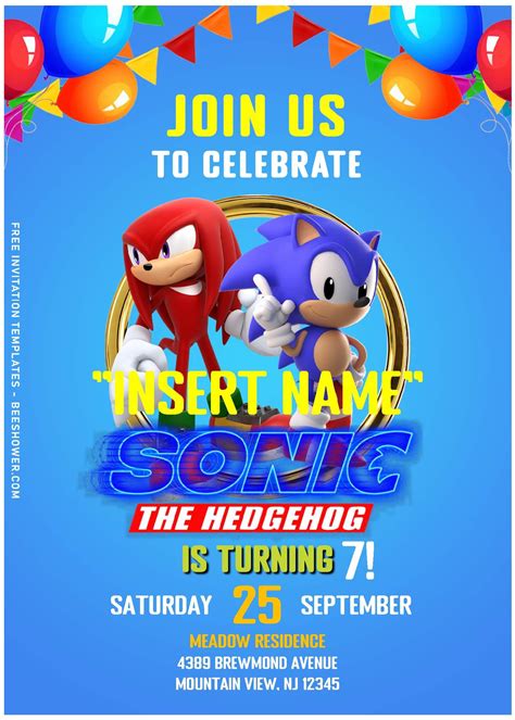 Awesome (Free Editable PDF) Playful Sonic The Hedgehog Birthday ...