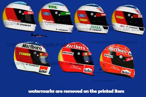 Michael Schumacher F1 Helmet Stickers 1991 2004 - Etsy