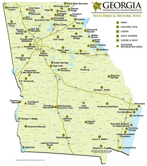 Georgia State Parks & Historic Sites Map | Georgia State Parks ...