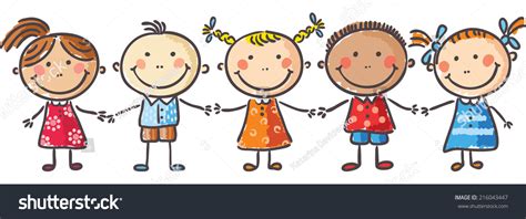 Five Little Kids Holding Hands Stock Vector (Royalty Free) 216043447 ...