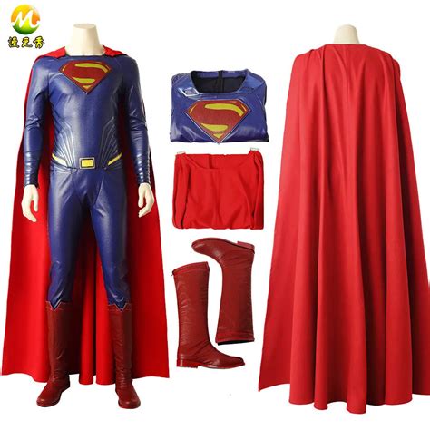 Top Quality Justice League Superman Cosplay Costume Clark Kent Superman ...