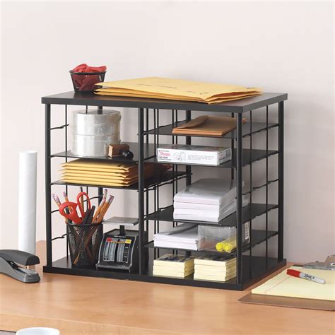 Office Storage Organizer Desktop Sorter Shelves Stackable Metal Rack ...