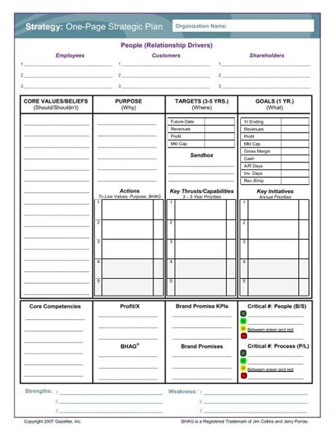 Strategy: One-Page Strategic Plan - Gazelles