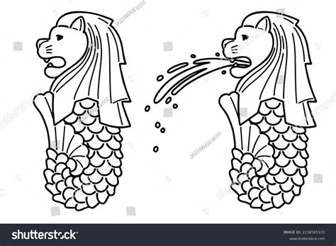 Merlion Vector Line Art Illustrations Set Stock Vector (Royalty Free ...