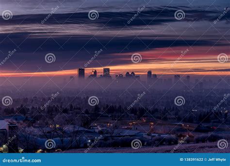 Calgary Skyline in Winter, Nose Hill Park Stock Photo - Image of side ...