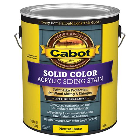 Cabot Siding Stain Solid Tintable Water-Based Acrylic Gallon Neutral ...