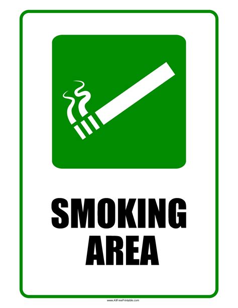 Smoking Area Signs Printable