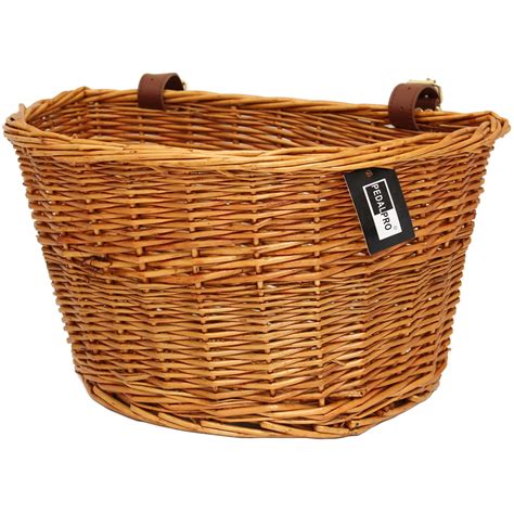 PEDALPRO VINTAGE WICKER BICYCLE BASKET WITH LEATHER STRAPS BIKE/CYCLE ...