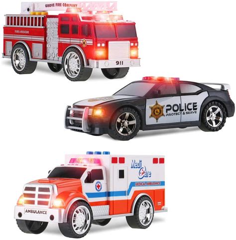 Emergency Vehicles Toy Set [4 Pack] Ambulance, Fire Engine Truck ...