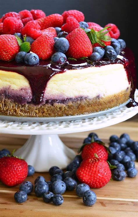 Mixed Berry Cheesecake aka Red, White, and Blue Cheesecake - Will Cook ...