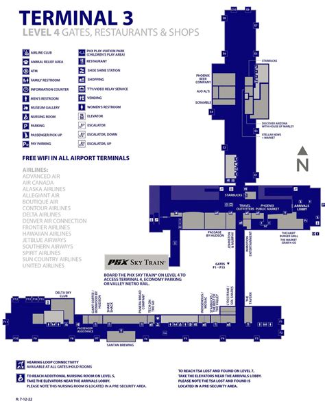 Terminal 3 map Sky Harbor Airport Phoenix PHX Arizona