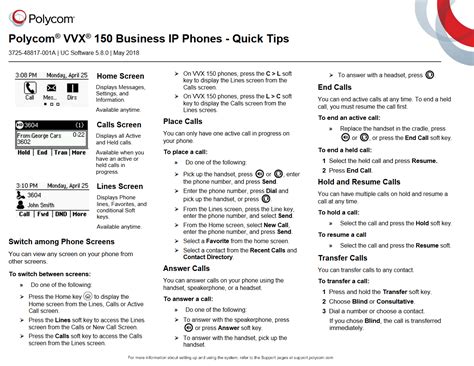 Polycom® VVX® 150 Business IP Phones - Quick Tips : POS SOLUTIONS