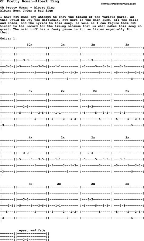 Blues Guitar lesson for Oh Pretty Woman-Albert King, with Chords, Tabs ...