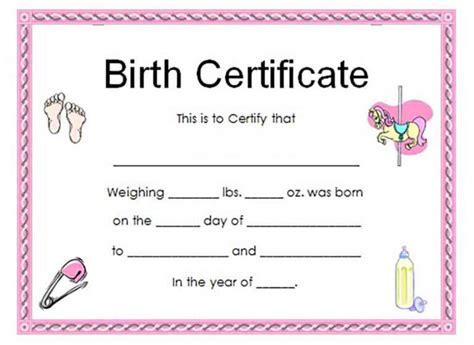 Girl Birth Certificate Template - Sample Professional Templates