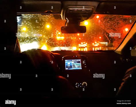 Inside Car Traffic Night Scene Stock Photo - Alamy