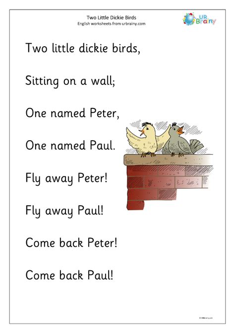 Two Little Dickie Birds nursery rhyme - Nursery Rhymes by URBrainy.com