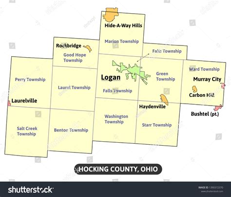 Hocking County Ohio Colored Map Detailed: vector de stock (libre de ...