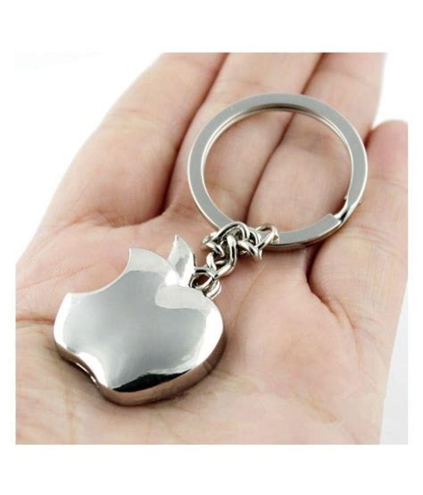 Apple Logo Silver Keychain & Key Ring for Car & Bike Home Office ...