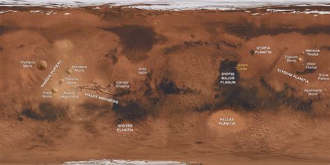 Mars Map Labeled