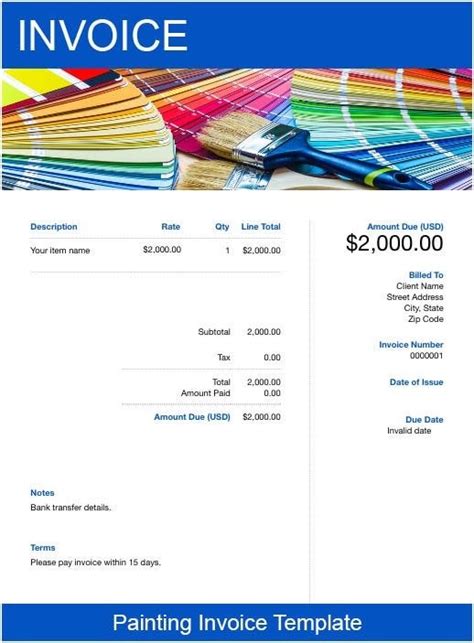 Paint Invoice Template Free