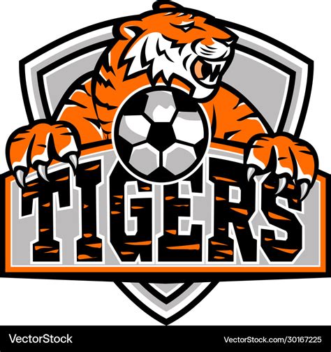 Tigers football shield mascot Royalty Free Vector Image