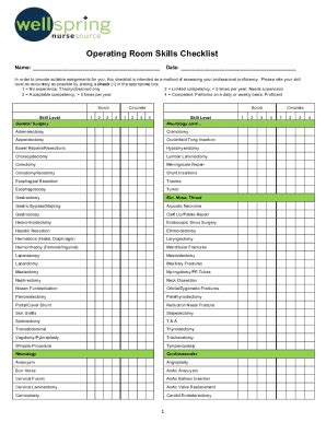 Fillable Online Healthcare Network Surgical Tech Skills Checklist ...