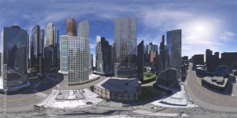 Cityscape Environment Map Hdri Map Equirectangular Stockillustration ...