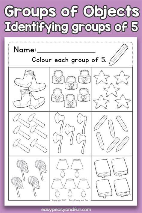 the worksheet for groups of objects to help students learn how to draw them