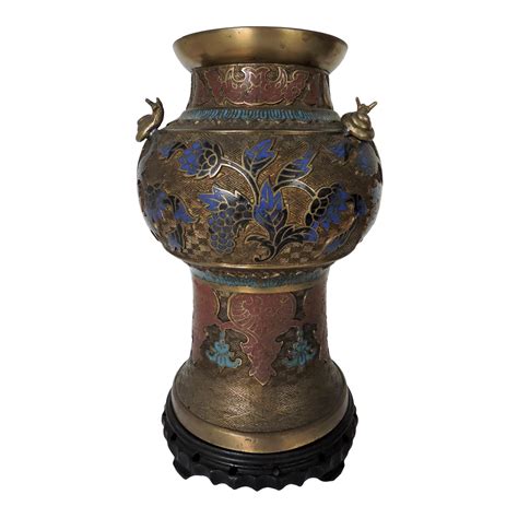 Early 20th Century Antique Japanese Champleve Cloisonné Engraved Vase ...