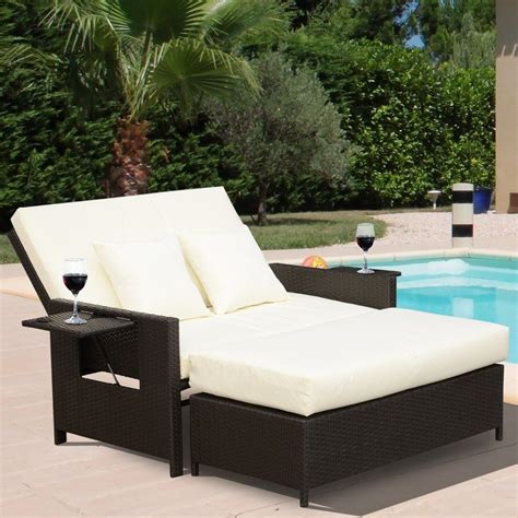 Ebern Designs Abernathy Double Reclining Chaise Lounge with Cushion ...