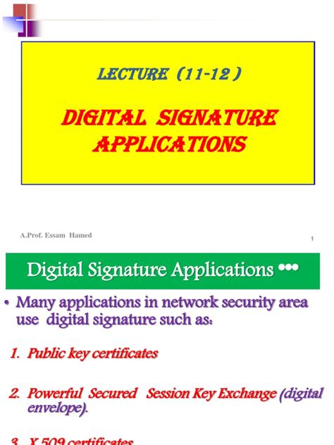 Lecture 13-14 Digital Signature Applications | PDF | Key (Cryptography ...