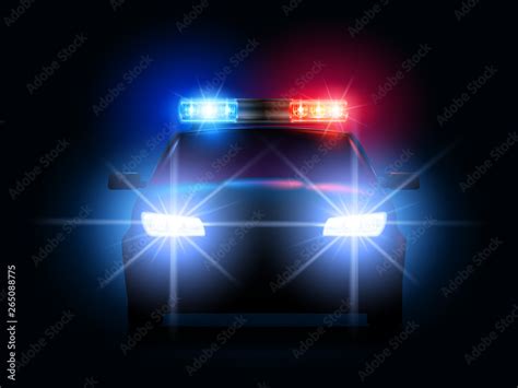 Police car lights. Security sheriff cars headlights and flashers ...