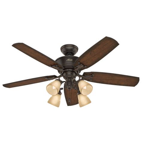 Hunter Turlington 52" Onyx Bengal Ceiling Fan with Light and Remote at ...